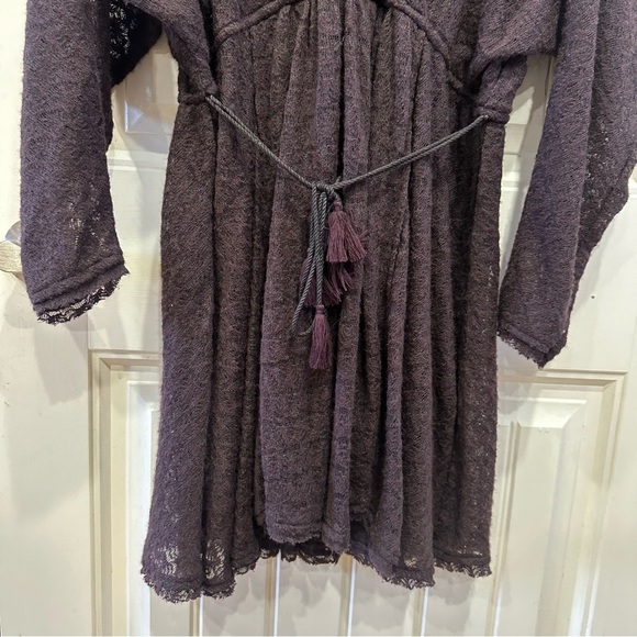 NWT Women’s Free People Snug Bug Wool Blend Faux Wrap Casual Plum Dress Medium - Picture 3 of 13